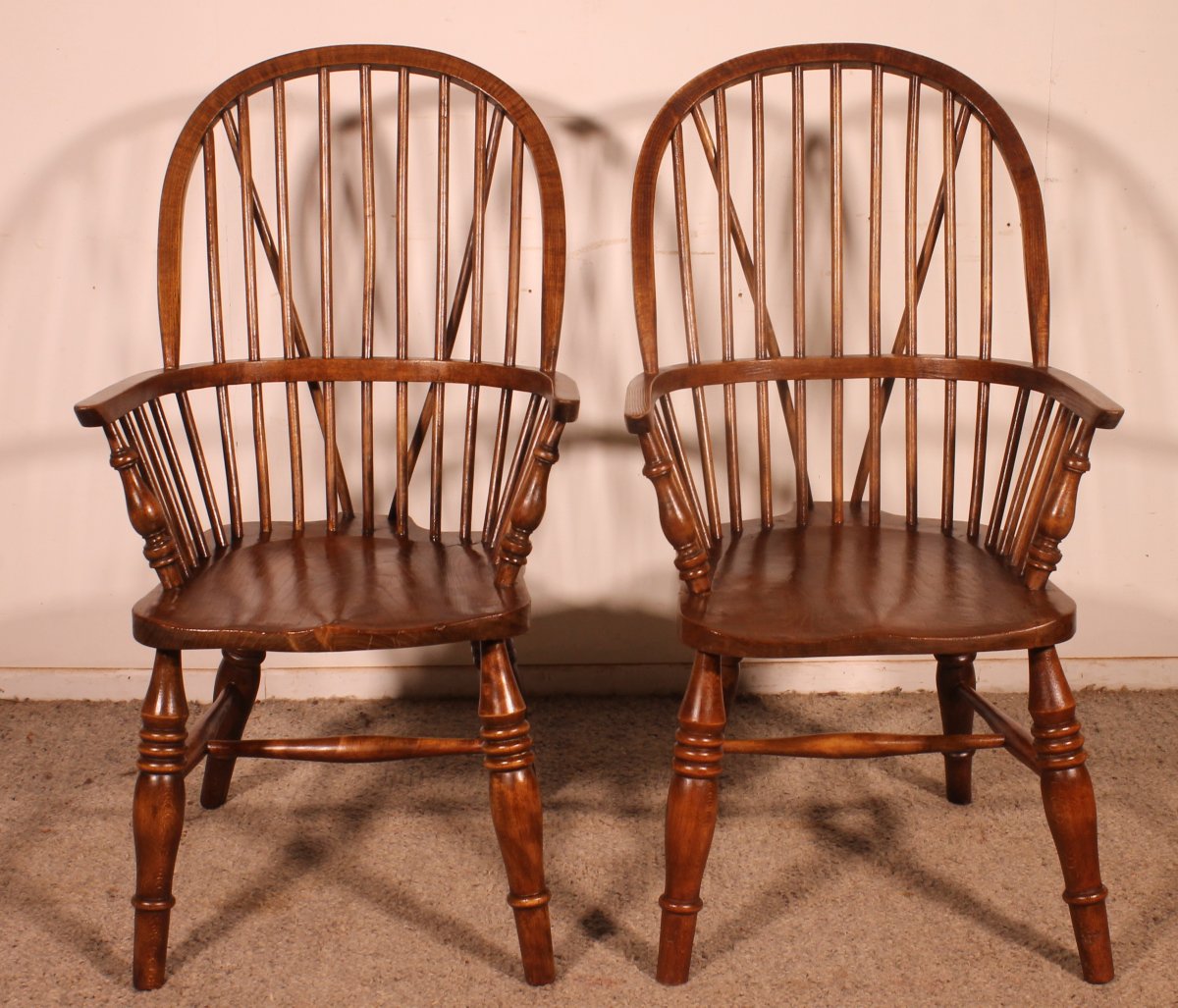 Paire De Fauteuils Windsor Anglais du 19° siècle-photo-2