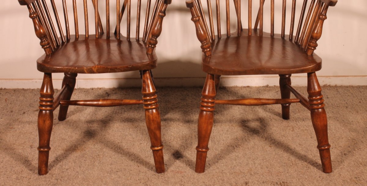 Paire De Fauteuils Windsor Anglais du 19° siècle-photo-4