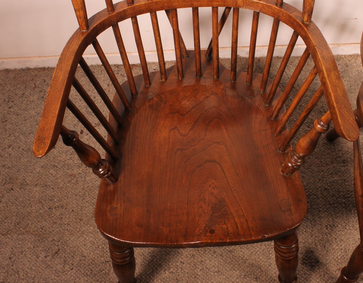 Paire De Fauteuils Windsor Anglais du 19° siècle-photo-2