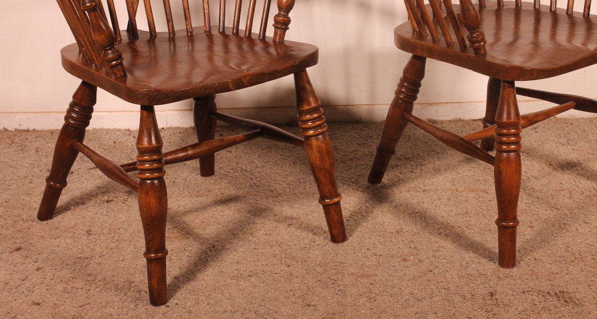 Paire De Fauteuils Windsor Anglais du 19° siècle-photo-4