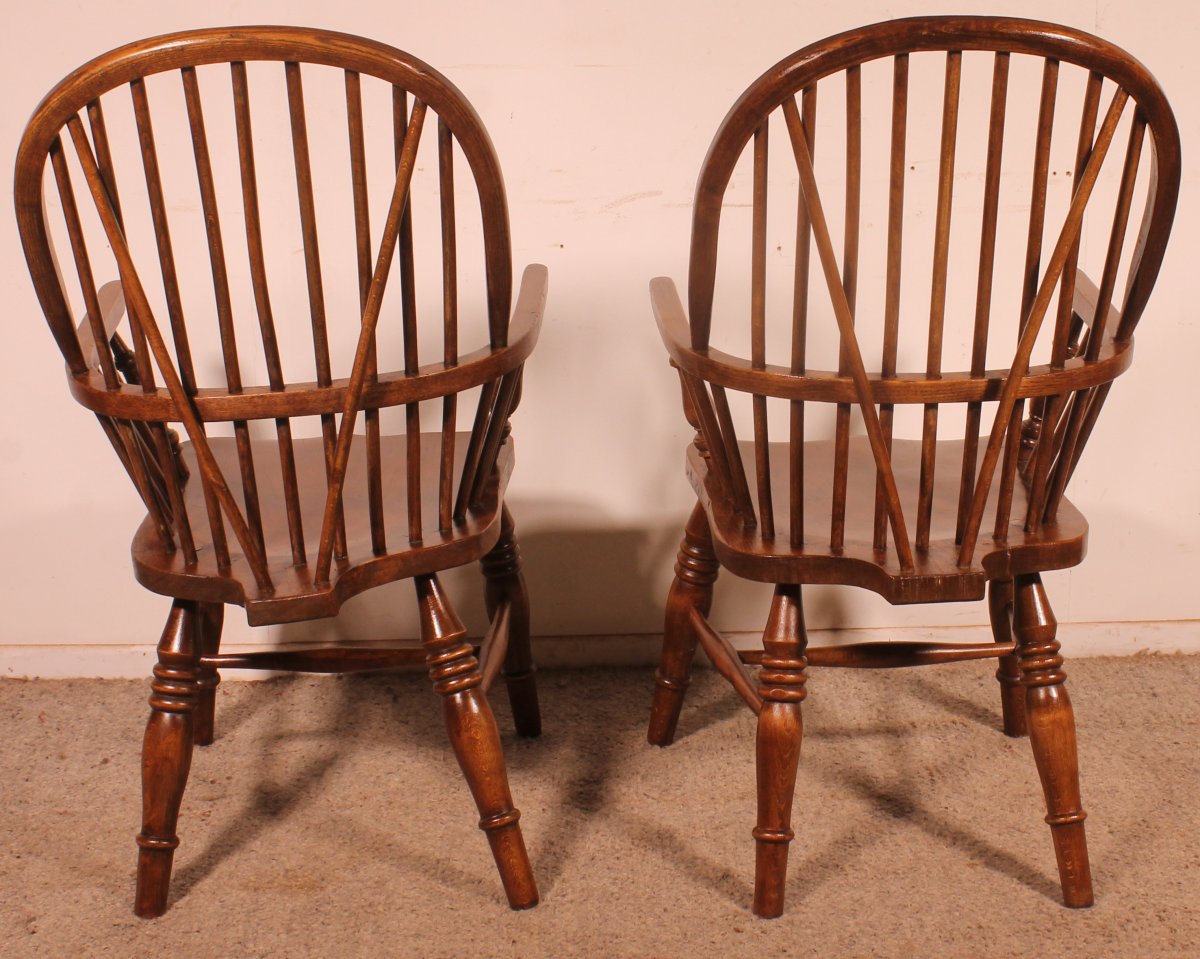 Paire De Fauteuils Windsor Anglais du 19° siècle-photo-6