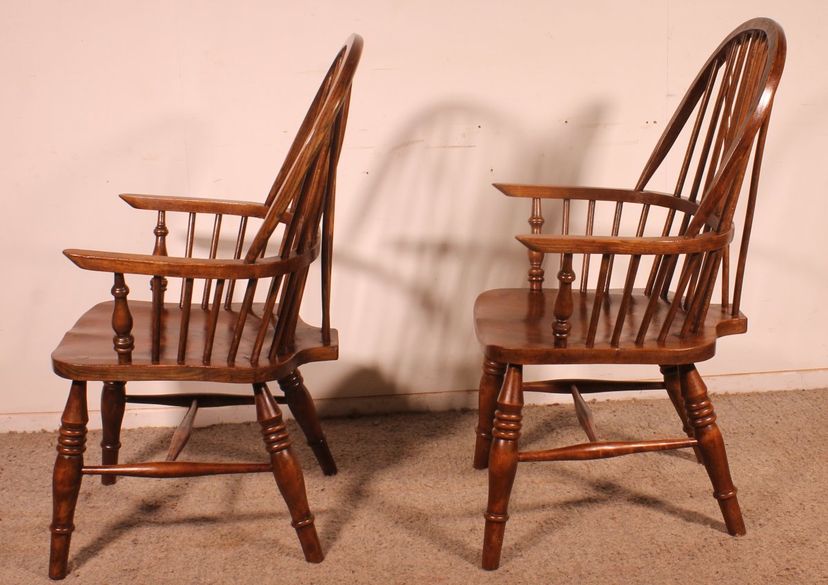 Paire De Fauteuils Windsor Anglais du 19° siècle-photo-7