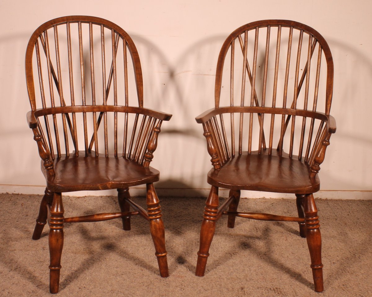 Paire De Fauteuils Windsor Anglais du 19° siècle