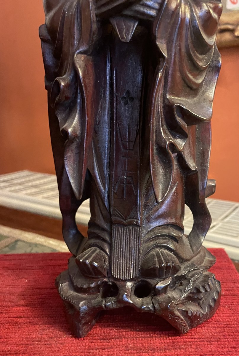 Three Chinese Sages In  Carved Wood—19th Century-photo-1
