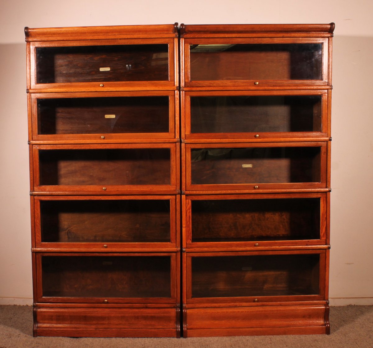 paire de bibliothèque Globe Wernicke en chêne circa 1900-photo-2