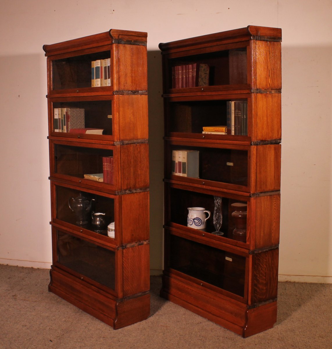paire de bibliothèque Globe Wernicke en chêne circa 1900-photo-3
