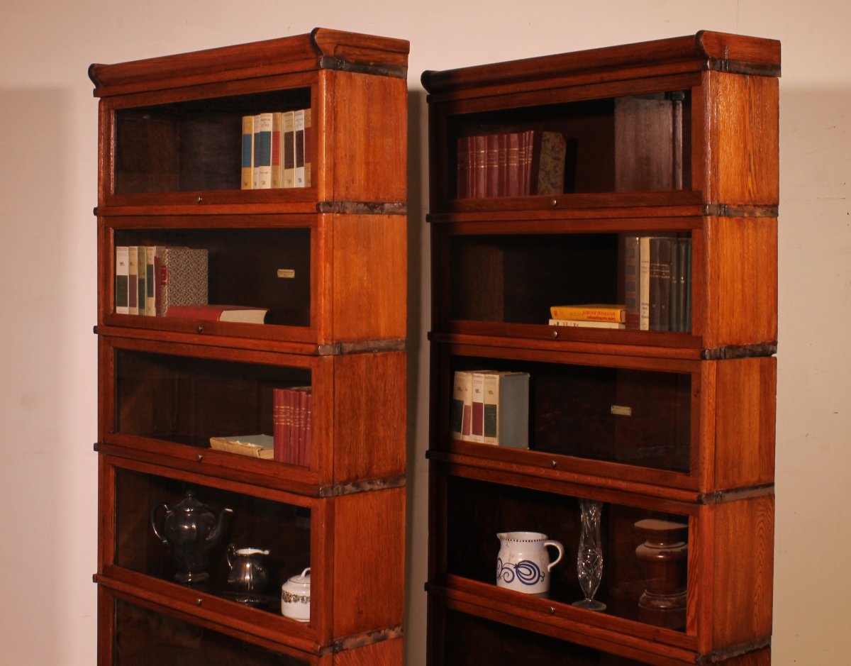 paire de bibliothèque Globe Wernicke en chêne circa 1900-photo-4