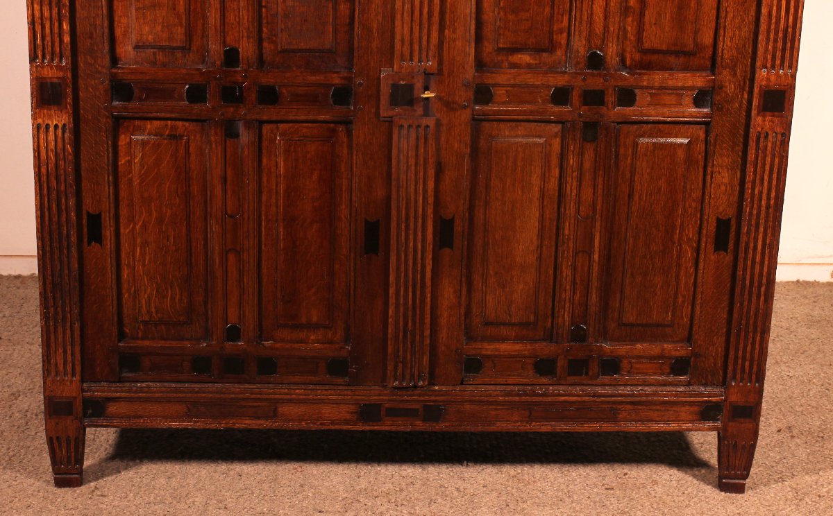 17th-century 2-door Cupboard In Oak And Ebony - Netherlands-photo-3