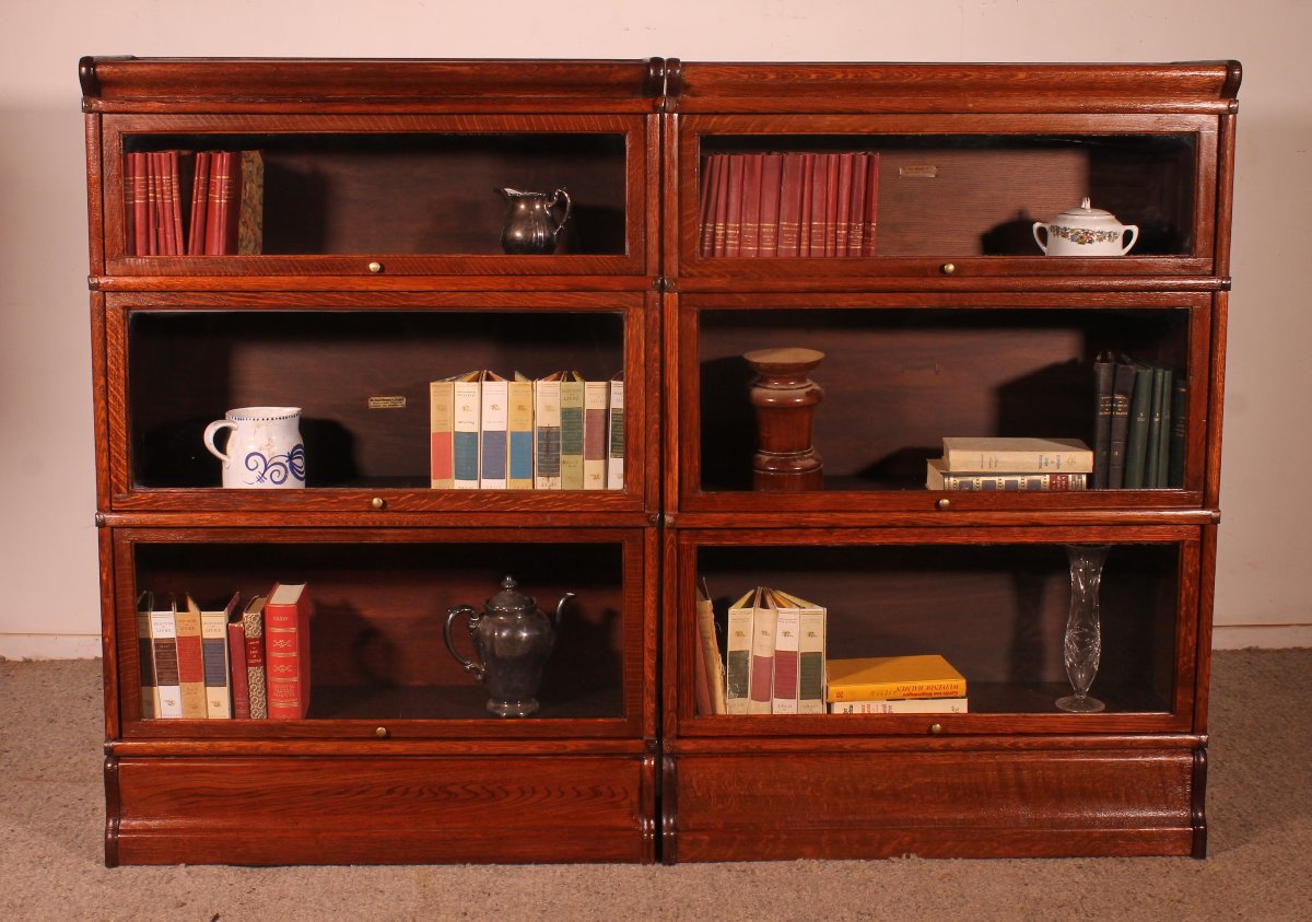 paire de bibliothèque Globe Wernicke en chêne circa 1900