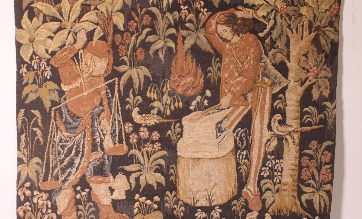 tapisserie représentant la pesée et l'art de forger-photo-4