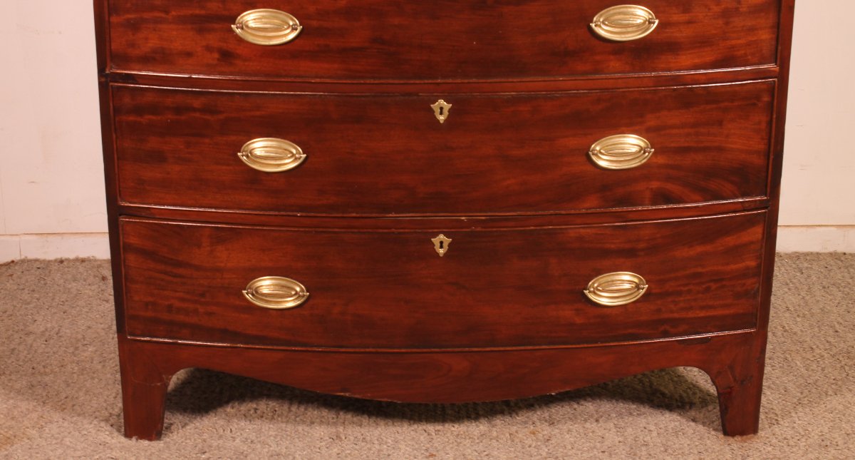 Early 19th-century Mahogany Bowfront Chest Of Drawers-photo-3