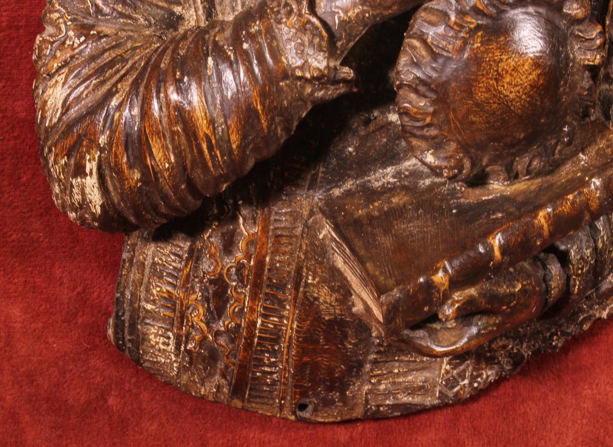 Renaissance Period Saint Bartholomew In Walnut, Circa 1600-photo-3