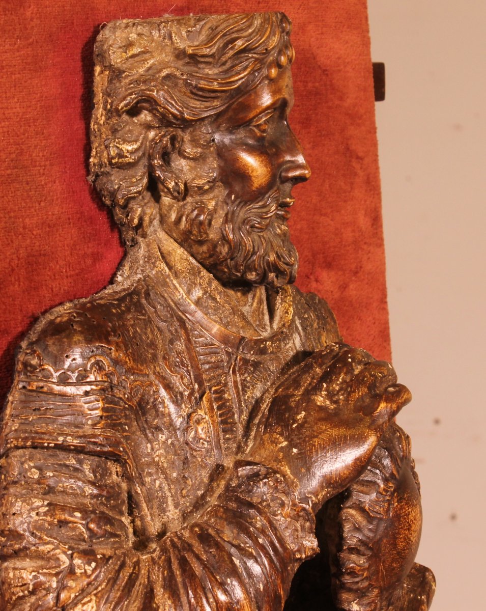 Renaissance Period Saint Bartholomew In Walnut, Circa 1600-photo-5