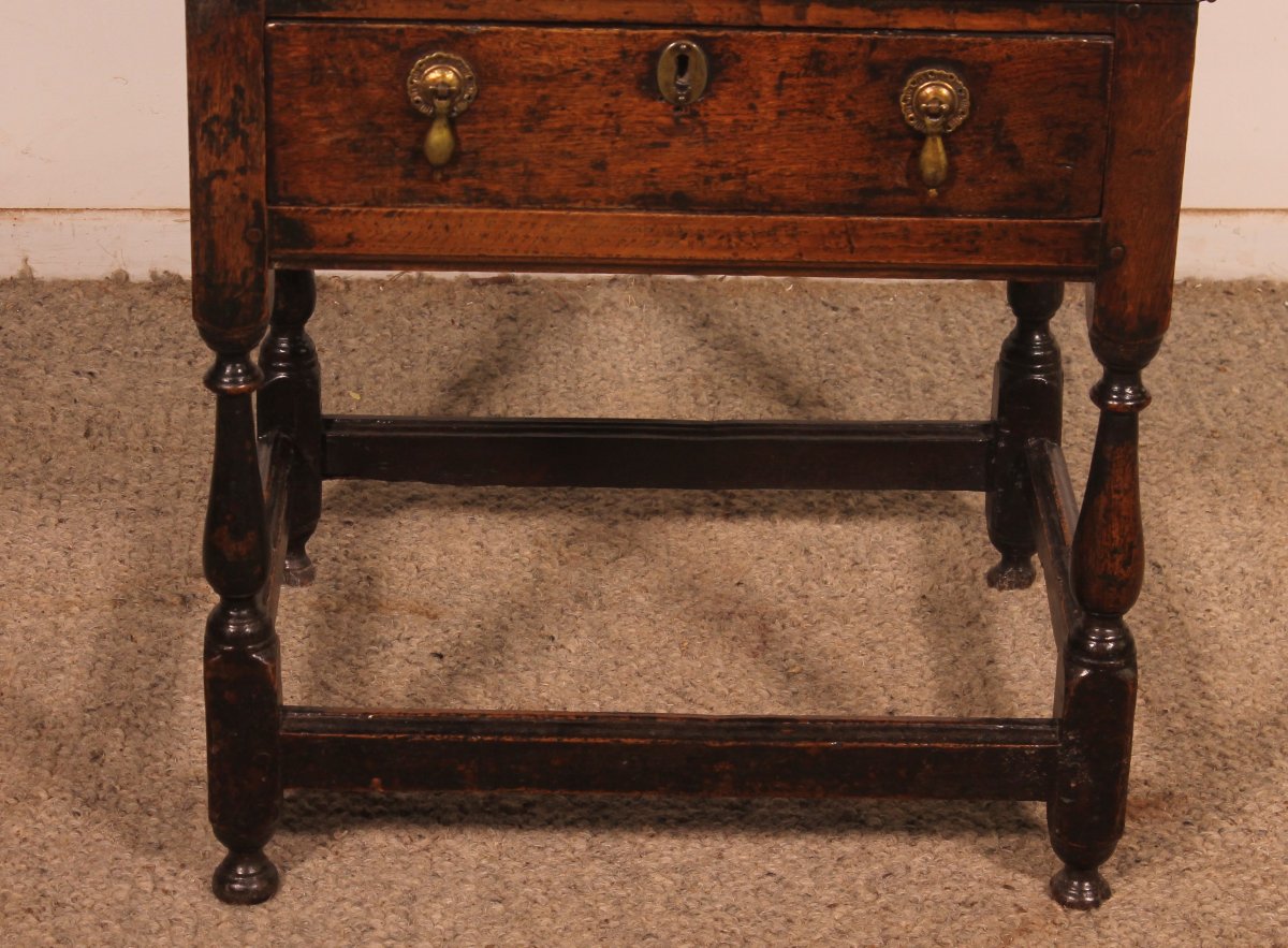 Oak Bible Box With Original Base- 17th Century-photo-4