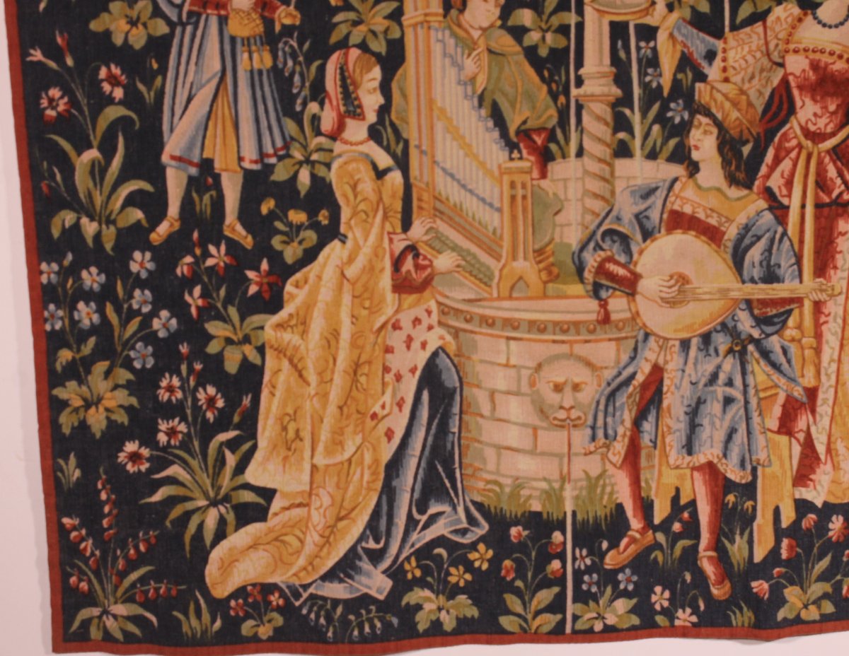 A Tapestry Depicting A Mille-feuille And A Village Festival Called"concert At The Fountain"-photo-2