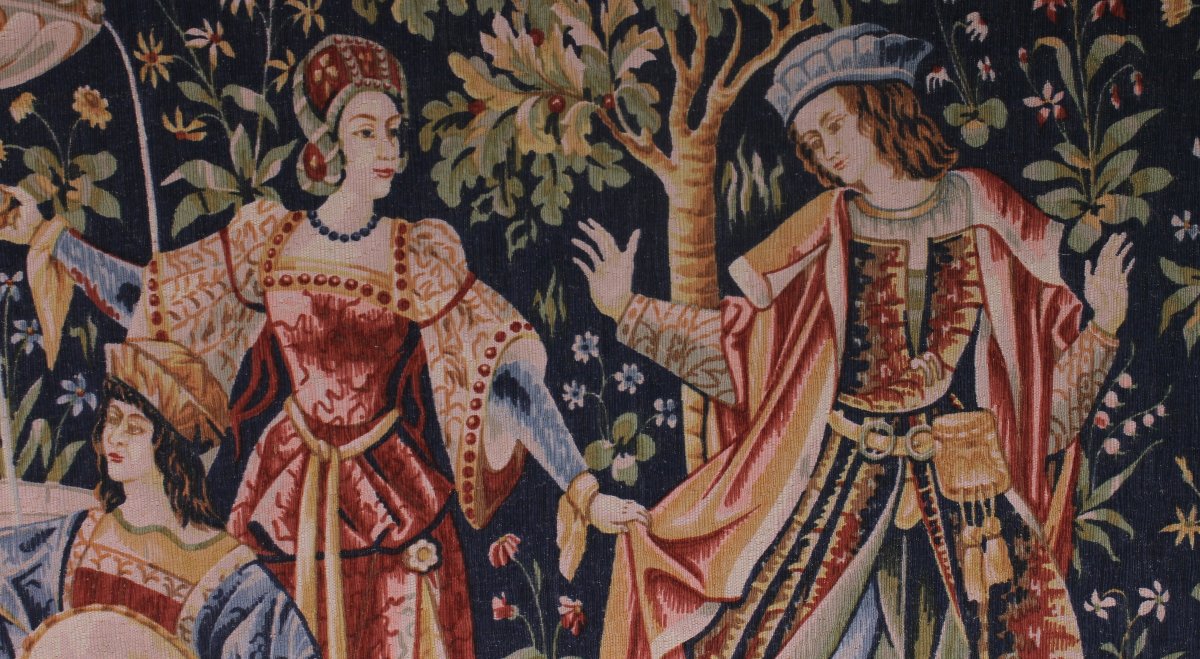 A Tapestry Depicting A Mille-feuille And A Village Festival Called"concert At The Fountain"-photo-4