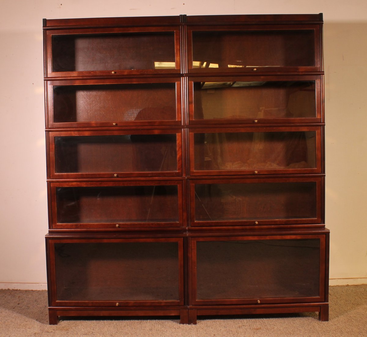 paire de bibliothèques dit stacking bookcase en acajou-photo-2