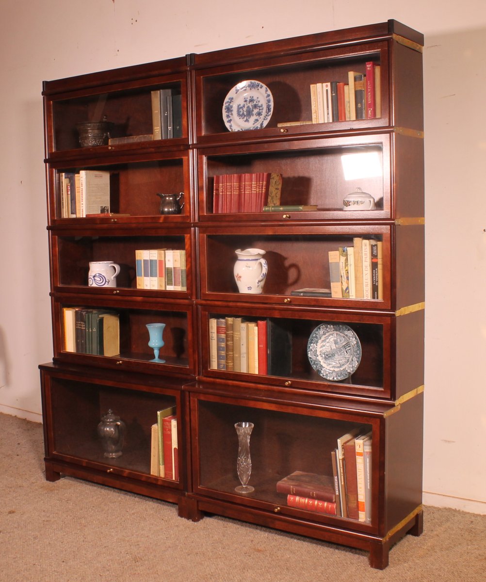 paire de bibliothèques dit stacking bookcase en acajou-photo-2