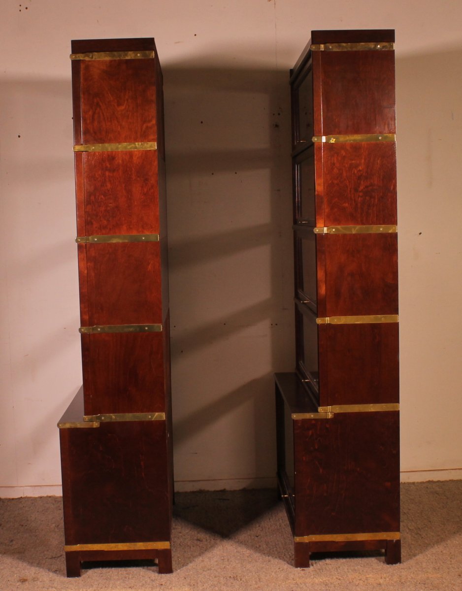 paire de bibliothèques dit stacking bookcase en acajou-photo-4