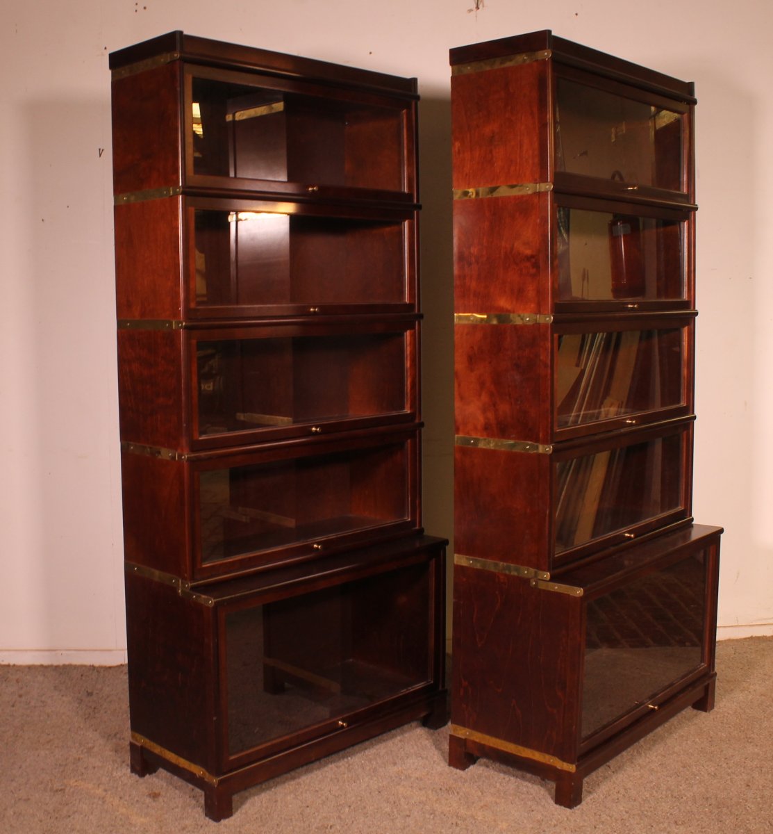 paire de bibliothèques dit stacking bookcase en acajou-photo-6