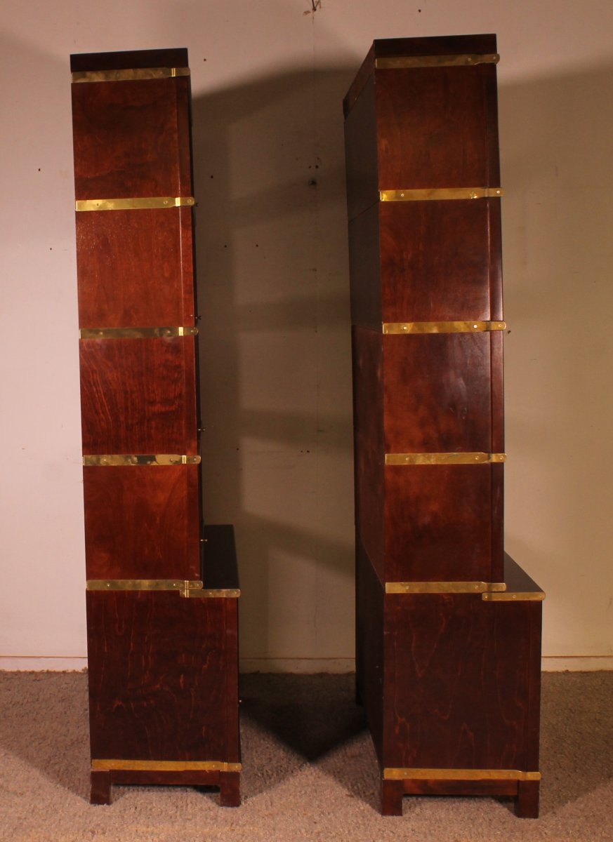 paire de bibliothèques dit stacking bookcase en acajou-photo-7