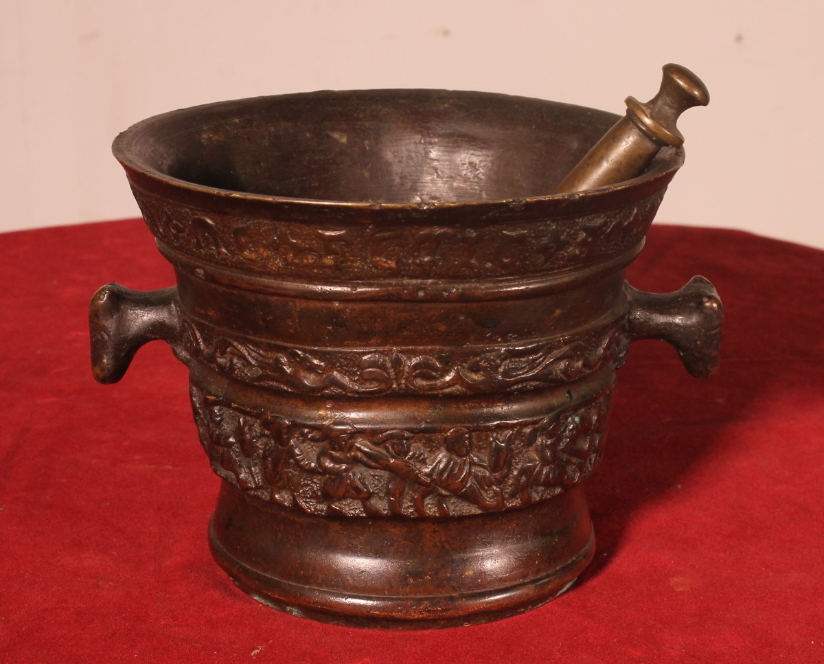 Mortier En Bronze -Flandre - 16° Siècle daté 1574