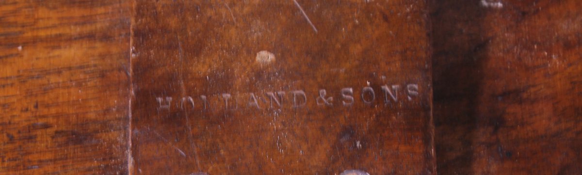 Small Side Table Called  Tea Table, Made Of Walnut—19th Century, Stamped “holland And Sons”-photo-4