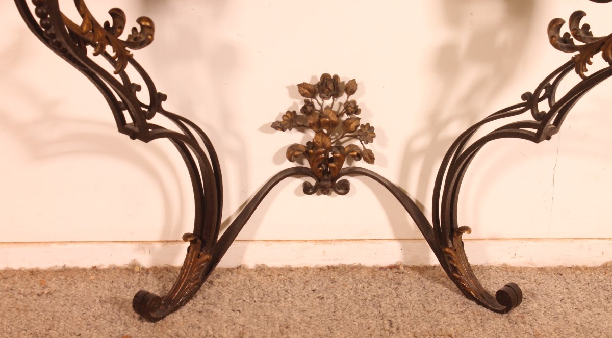 19th-century Louis XV-style Wrought-iron Console Table-photo-3