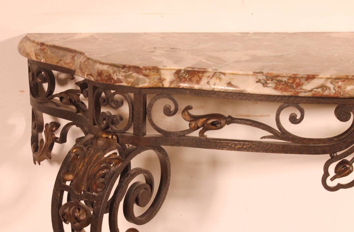 19th-century Louis XV-style Wrought-iron Console Table-photo-2