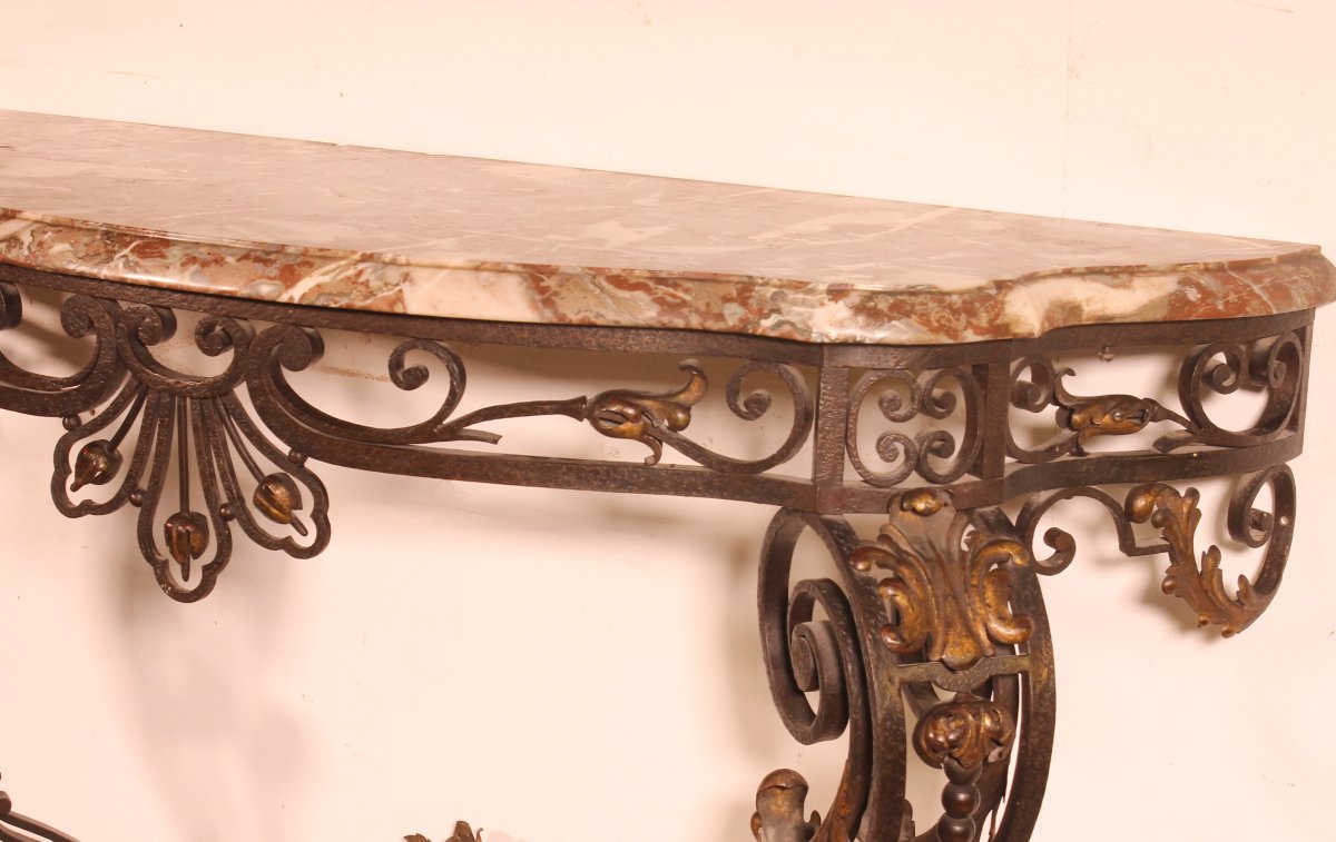19th-century Louis XV-style Wrought-iron Console Table-photo-6
