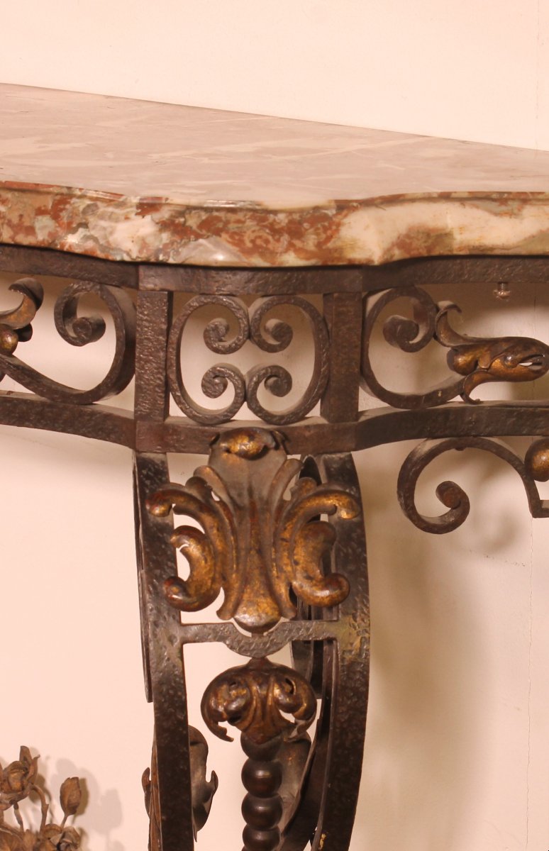 19th-century Louis XV-style Wrought-iron Console Table-photo-7