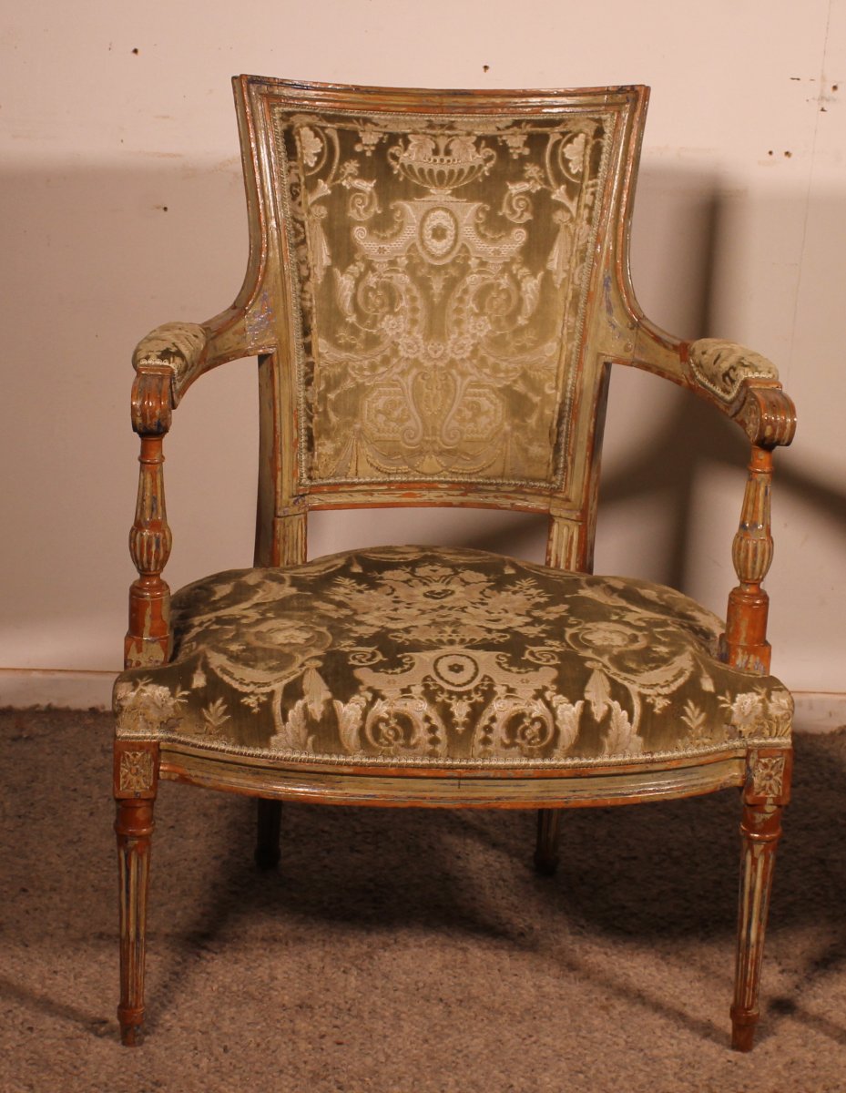 Paire de fauteuils cabriolets d’époque Louis XVI– XVIIIe siècle-photo-3
