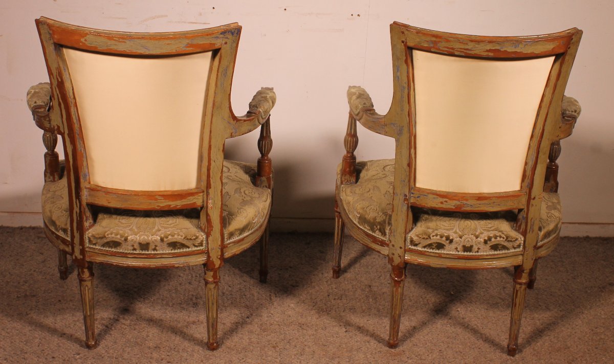 Paire de fauteuils cabriolets d’époque Louis XVI– XVIIIe siècle-photo-1