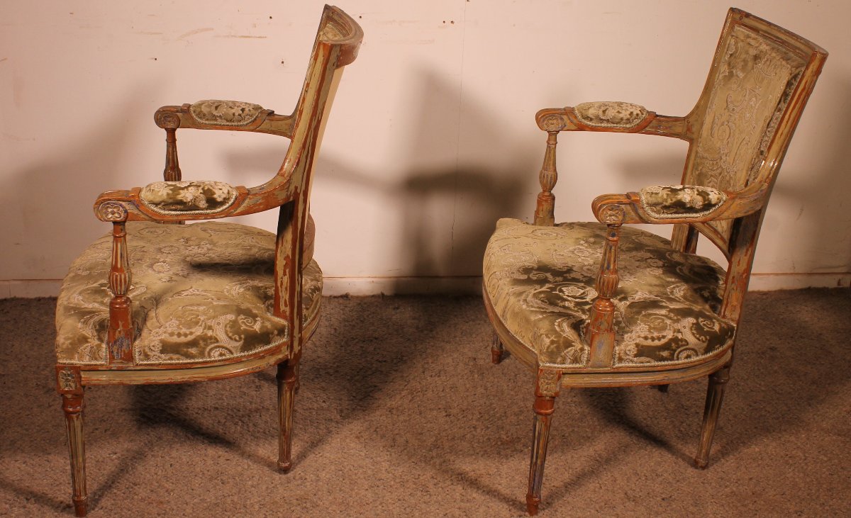 Paire de fauteuils cabriolets d’époque Louis XVI– XVIIIe siècle-photo-2
