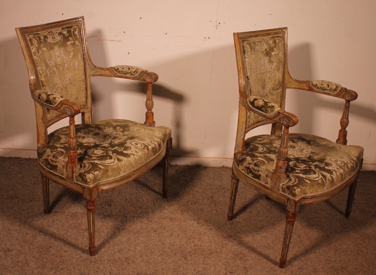 Paire de fauteuils cabriolets d’époque Louis XVI– XVIIIe siècle-photo-7