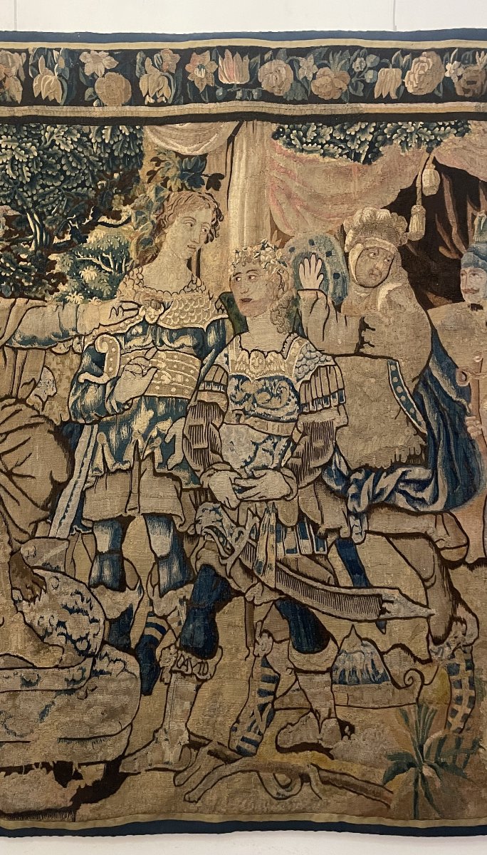 Flemish Tapestry—17th Century—depicting The Meeting Between David And King Saul-photo-3