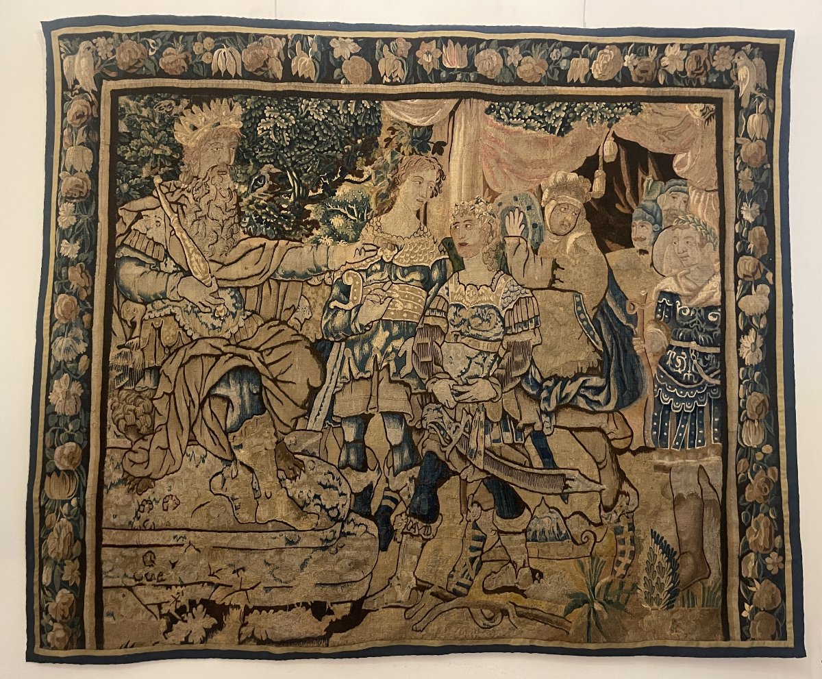 Flemish Tapestry—17th Century—depicting The Meeting Between David And King Saul