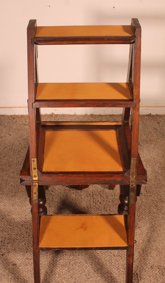 Oak Gothic Aesthetic Movement Library Chair Steps-photo-4