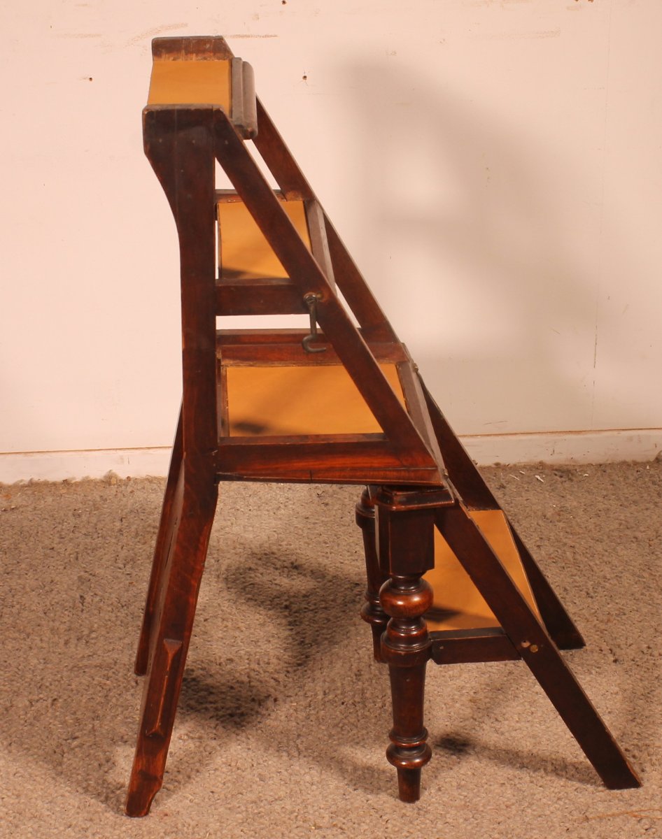 Oak Gothic Aesthetic Movement Library Chair Steps-photo-1