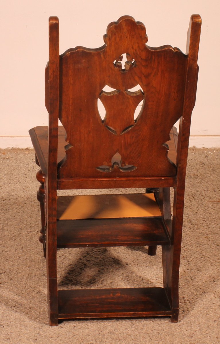 Oak Gothic Aesthetic Movement Library Chair Steps-photo-6
