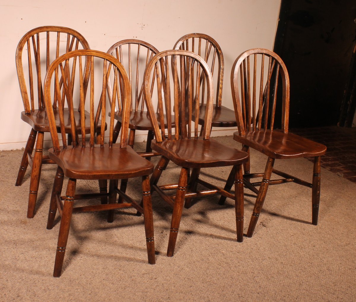 Série De 6 Chaises Windsor Du 19° Siècle-photo-2