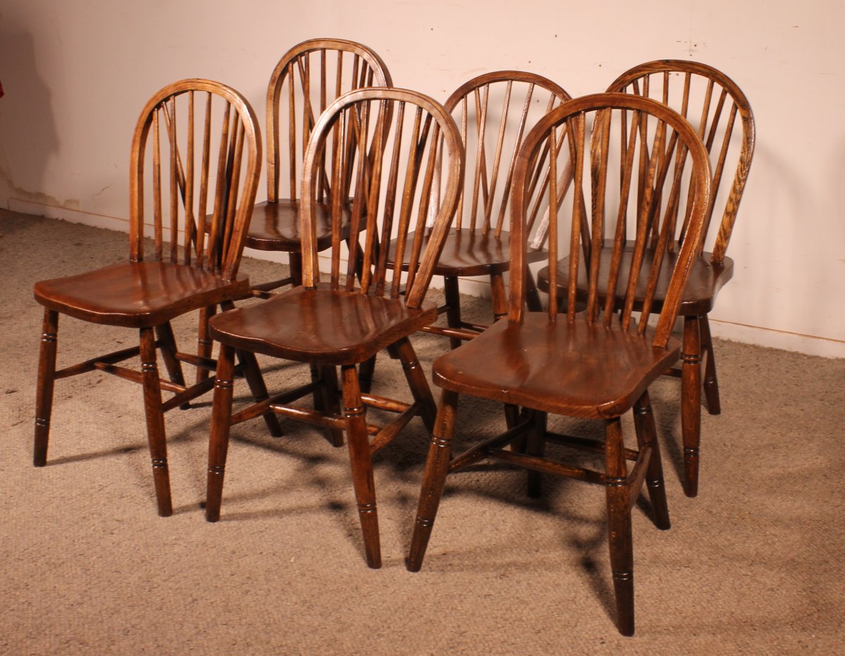 Série De 6 Chaises Windsor Du 19° Siècle-photo-3