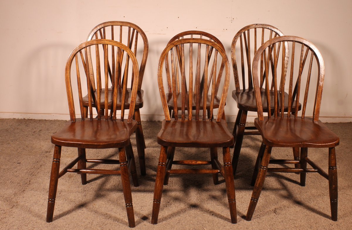 Série De 6 Chaises Windsor Du 19° Siècle