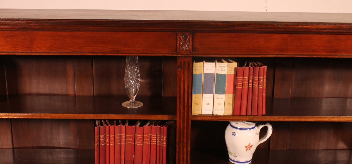 Large Open Mahogany Bookcase Of2.41 Meters Long—19th Century-photo-4