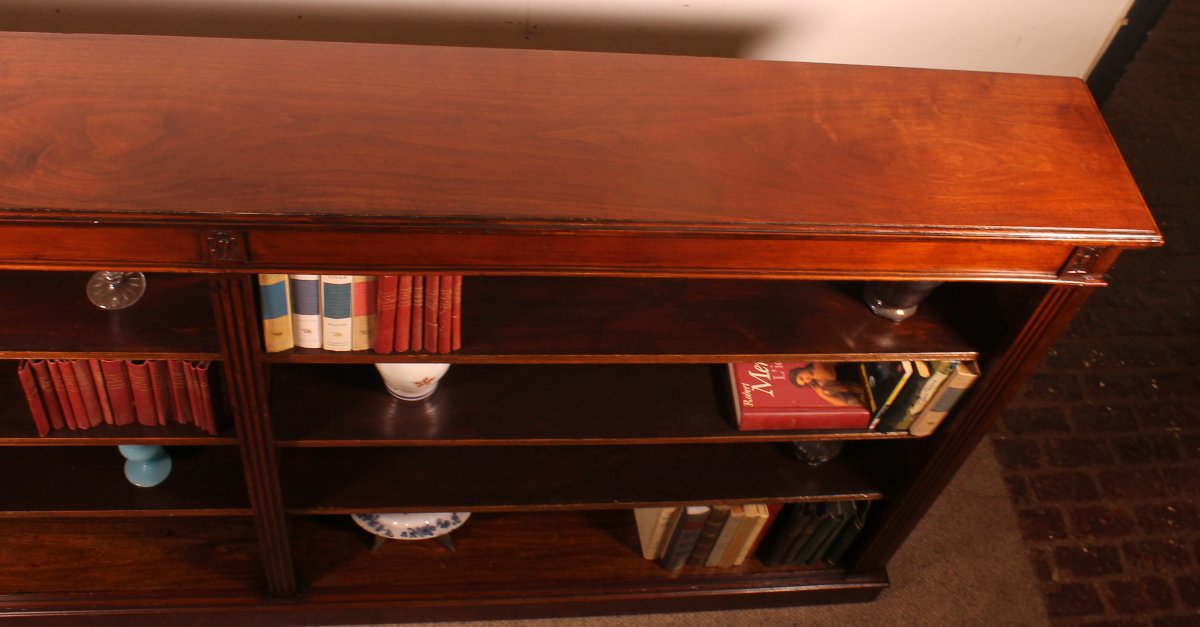 Large Open Mahogany Bookcase Of2.41 Meters Long—19th Century-photo-1