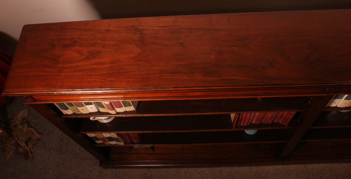 Large Open Mahogany Bookcase Of2.41 Meters Long—19th Century-photo-2