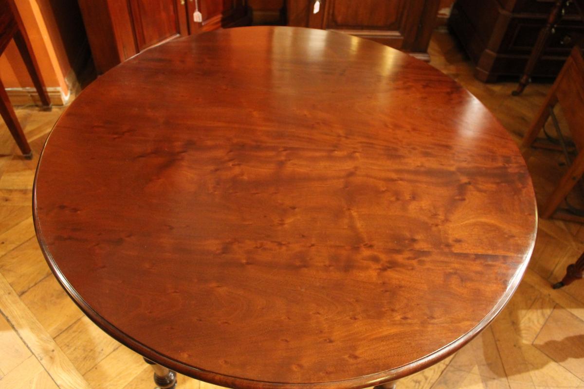 French Table 19 Ith Century Round Mahogany-photo-2