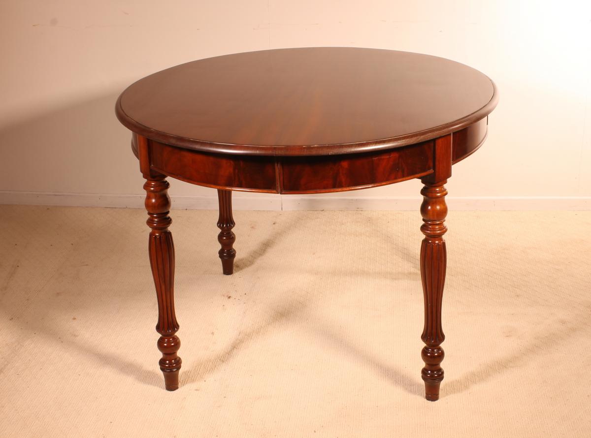 Polished Mahogany Mahogany Table 19 ° In The Form Of Elipse-photo-3