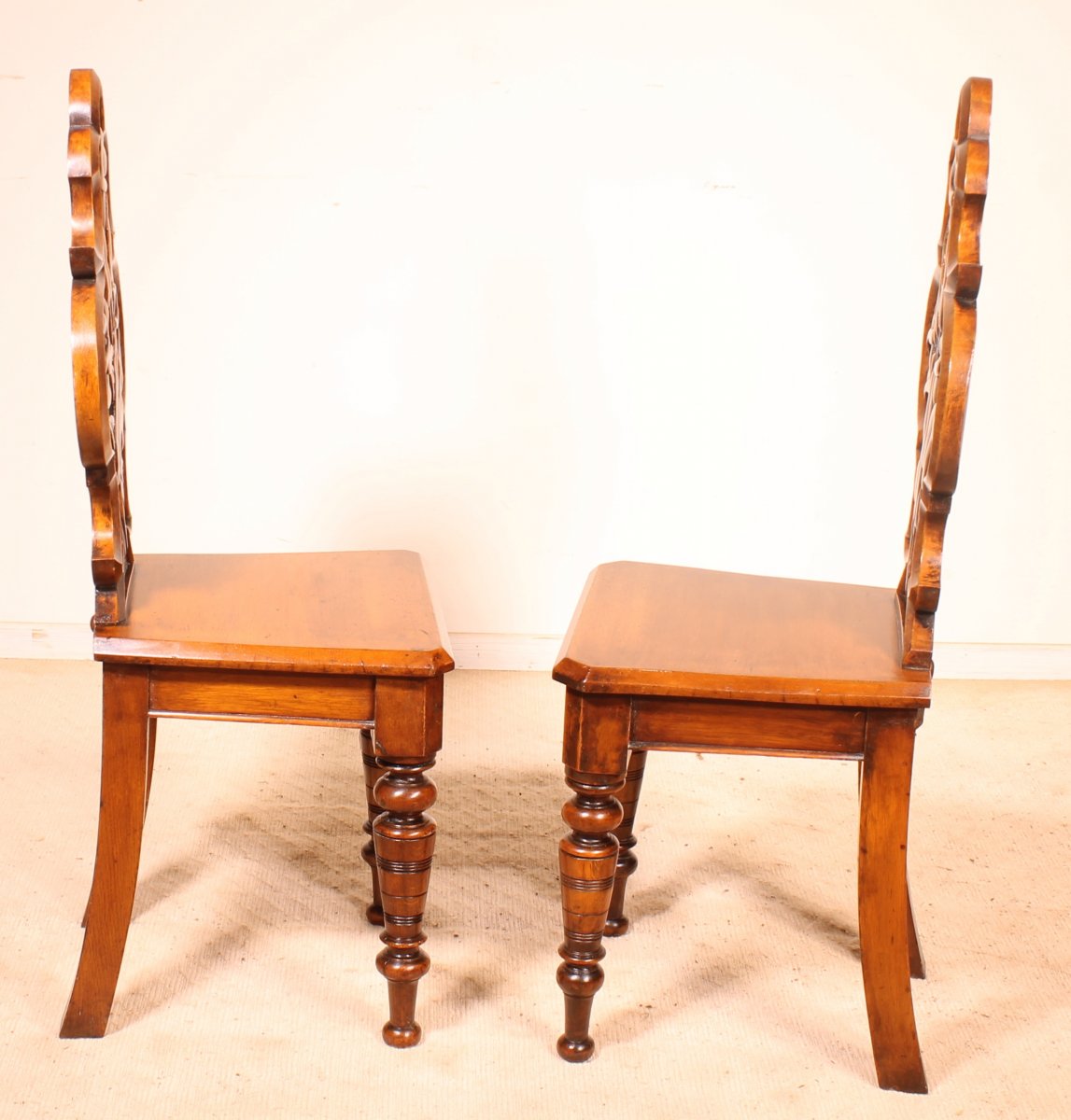 paire de chaise dites"Hall chair" art déco début 20° siècle-photo-1
