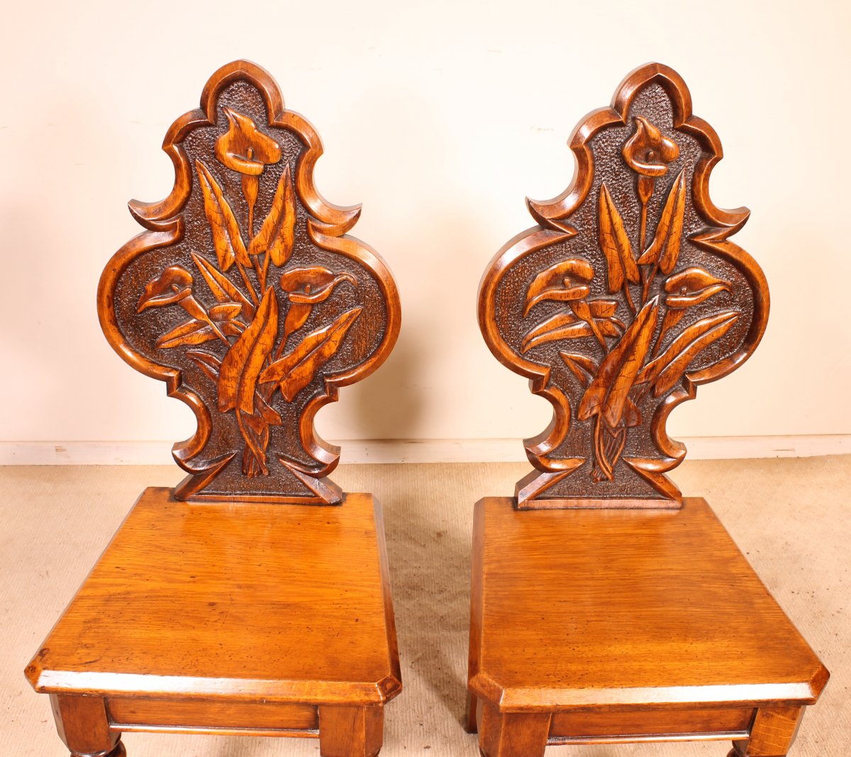 Pair Of  Hall Chairs Art Déco Early 20 Century-england-photo-4